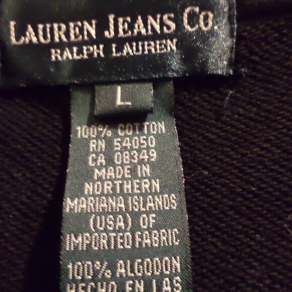 Ralph Lauren Sweatshirt Zip Vest Hooded Sleeveless ~ Black ~ Size: Large - Picture 5 of 9